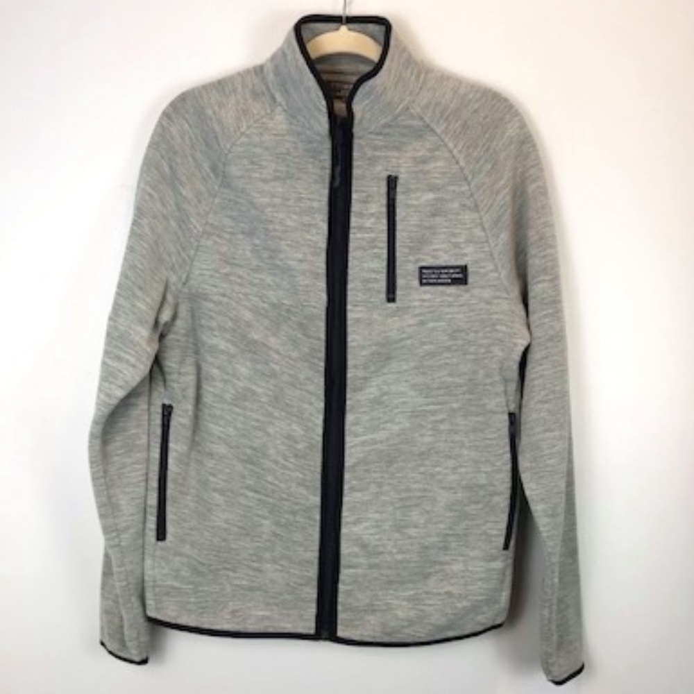 Full Zip Logo Label Men's Sweater Knit Jacket Sz M